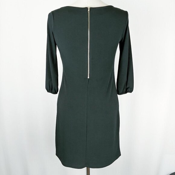 Donna Ricco Sheath Dress Womens 4 Black 3/4 Sleeve Keyhole Neck Exposed Zipper - Picture 3 of 9